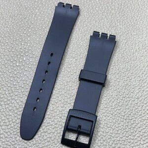 Hadley-Roma 17mm Black Rubber Sport Diver Watch Strap for Swatch Watch MS958